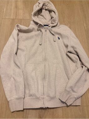 Polo Ralph Lauren Full-Zip Hooded Sweatshirt in Light Beige